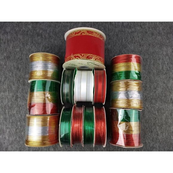 Metallic Ribbon Assorted Woven Wired‎ Cord Craft Gift Wrap Christmas Lot/14 NEW - Picture 15 of 15